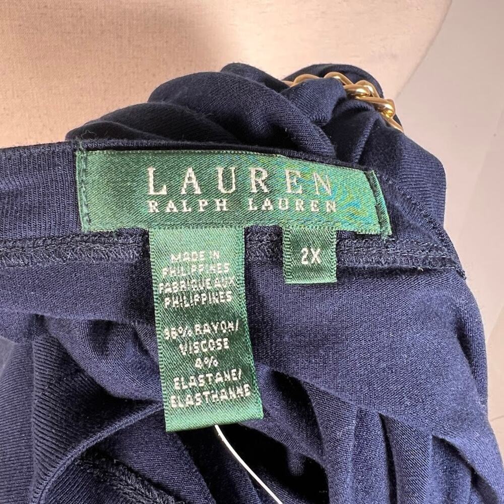 NEW! LAUREN Ralph Lauren Tunic Top 2X Lighthouse Navy w/ Gold Tone Belt $95 - Picture 8 of 8